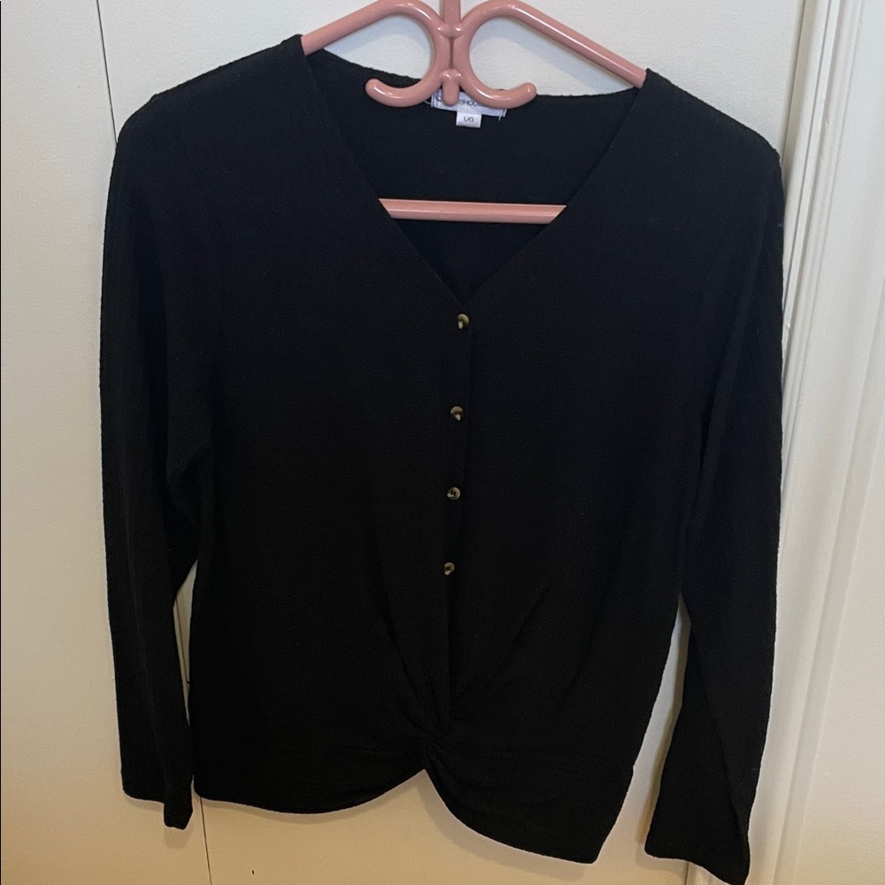 Warehouse Black Button-Down Women's Shirt with tie at bottom (bundle and save)